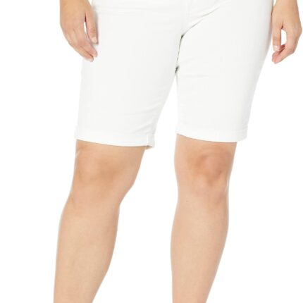 NYDJ Plus Size Briella Shorts Roll Cuff 11" in Optic White