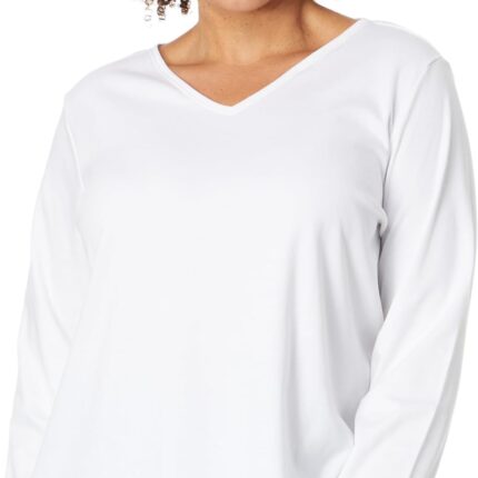L.L.Bean Plus Size Pima Shaped V-Neck Tee Long Sleeve