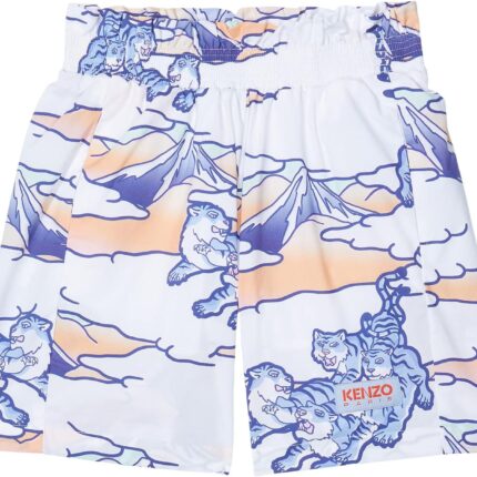 Kenzo Kids Poplin All Over Print Shorts (Little Kids/Big Kids)