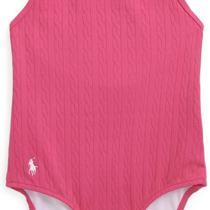Polo Ralph Lauren Kids Stretch Jacquard One-Piece Swimsuit (Little Kid/Big Kid)