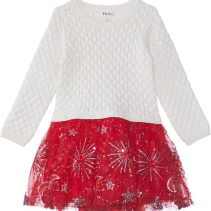 Hatley Kids Red Sparkle Sweater Tulle Dress (Toddler/Little Kids/Big Kids)