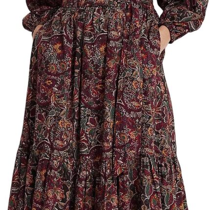 LAUREN Ralph Lauren Floral Belted Cotton Voile Tiered Dress