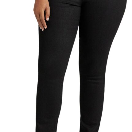 LAUREN Ralph Lauren Plus-Size Coated High-Rise Skinny Ankle Jeans in Black Wash