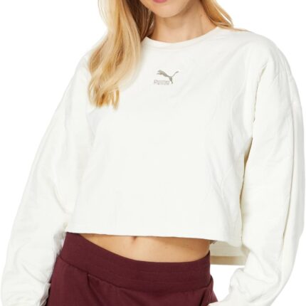 PUMA Classics Quilting Applique Fleece Cropped Crew
