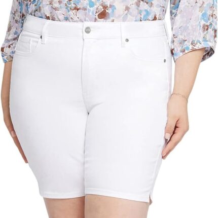 NYDJ Plus Size Ella Shorts with Sideseam Slits in Optic White