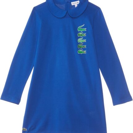 Lacoste Kids Long Sleeve Stacked Timeline Croc Polo Dress (Toddler/Little Kids/Big Kids)